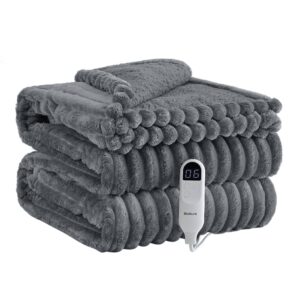 Striped Flannel Heated Blanket